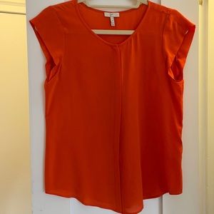 Joie Diamanté Cap Sleeve Silk Button Down blouse in Tangerine Sz XS